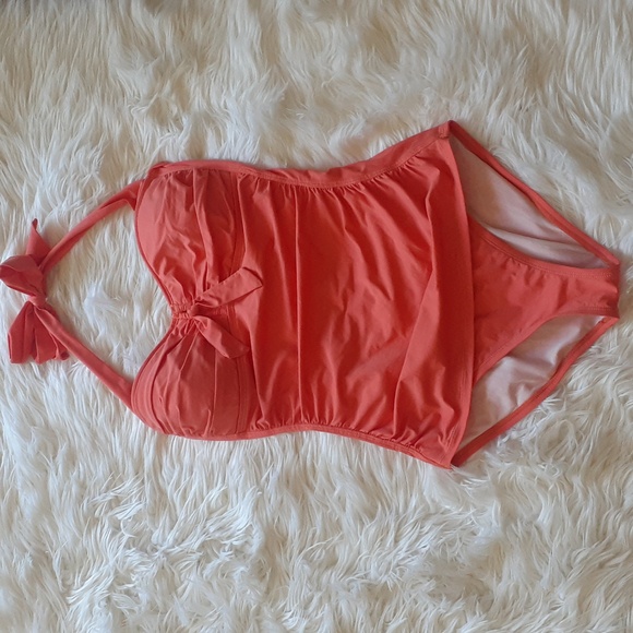 Tommy Bahama Coral/Melon Orange Bow Halter Swimsuit Size 6 - Picture 1 of 8